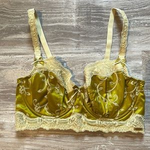 Fauve satin lace-lined bra